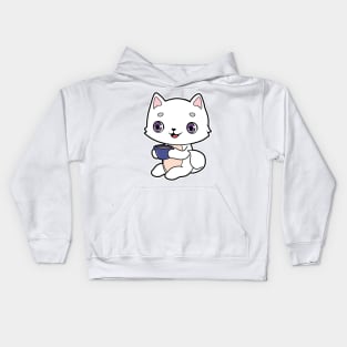 Cat with Cup of Coffee Kids Hoodie